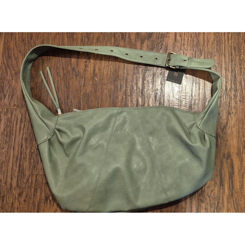 NWT House of Harlow 1960 Slouchy Hobo Tote Bag Green Vegan Leather Oversized New
